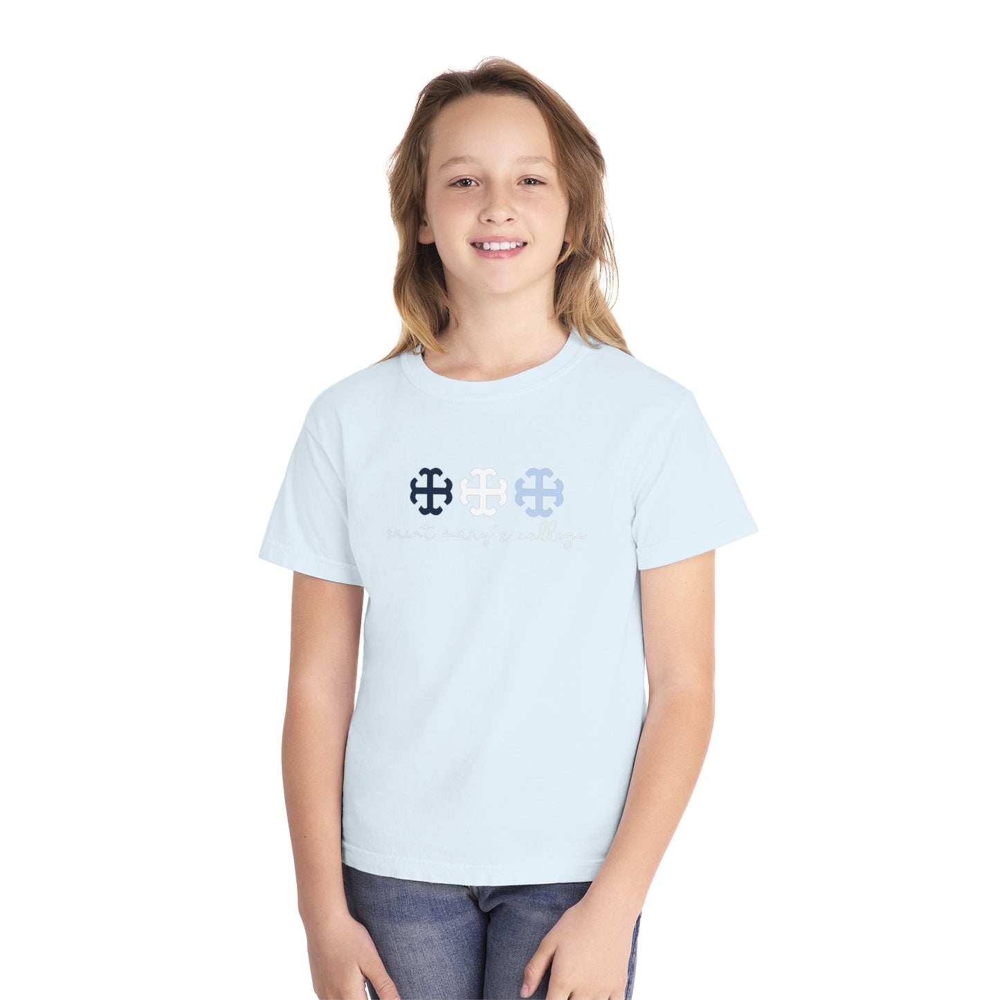 Youth Saint Mary's College French Cross Tee | Belles | Smick | Better in Blue Co.