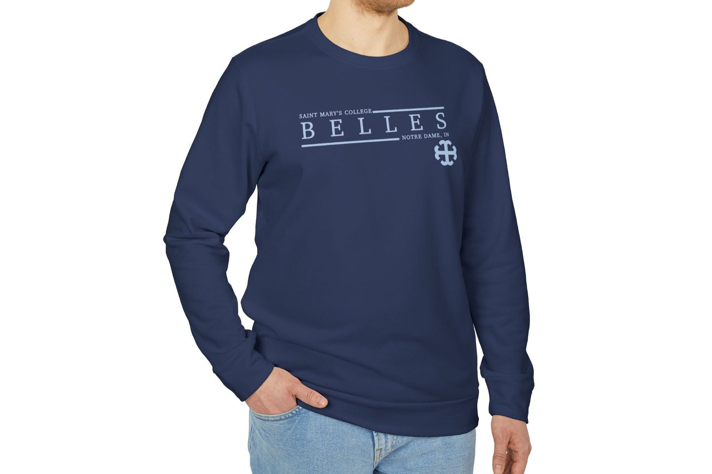 Saint Mary's College Belles adidas Unisex Fleece Crewneck | Custom | Notre Dame, IN | Better in Blue Co.