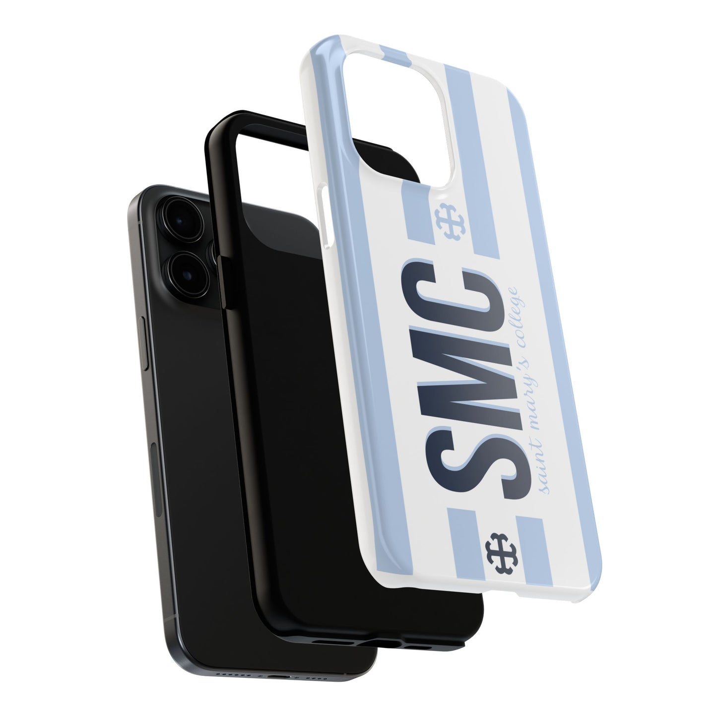 Saint Mary's College Belles Blue Striped Phone Case | French Cross | Better in Blue Co.