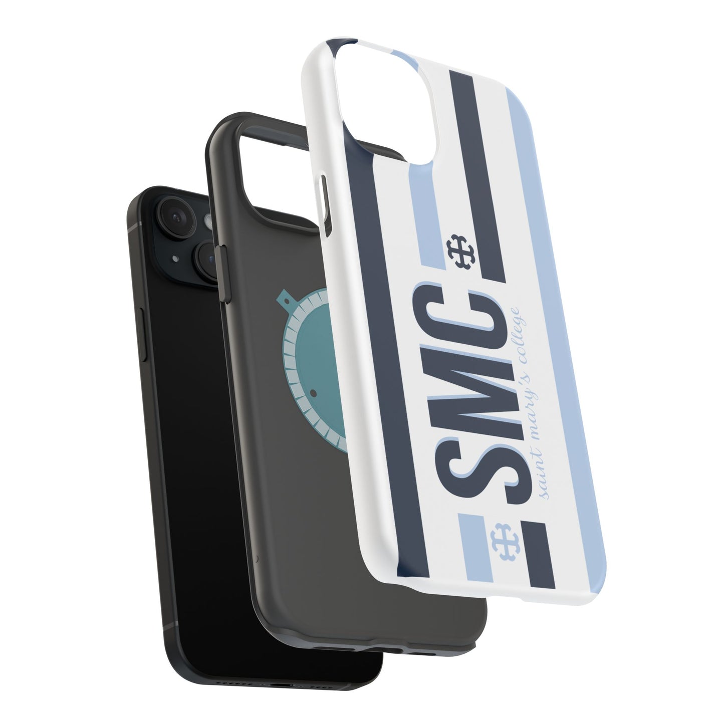 Saint Mary's College Navy/Belles Blue Striped Magnetic Phone Case | French Cross | Better in Blue Co.