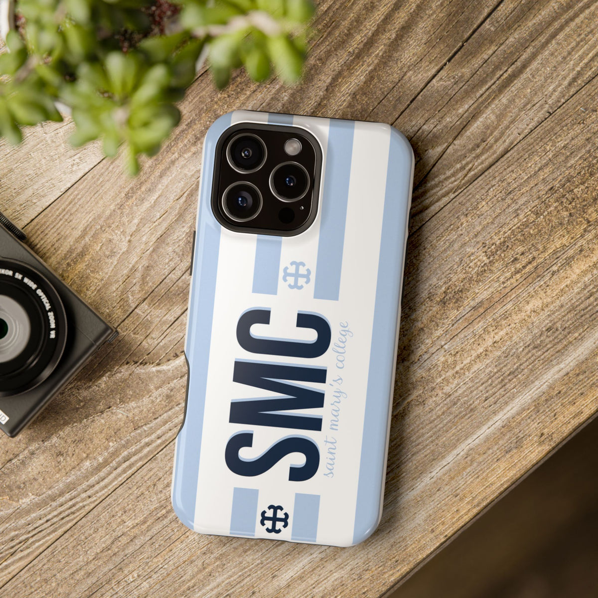 Saint Mary's College Belles Blue Striped Phone Case | French Cross | Better in Blue Co.