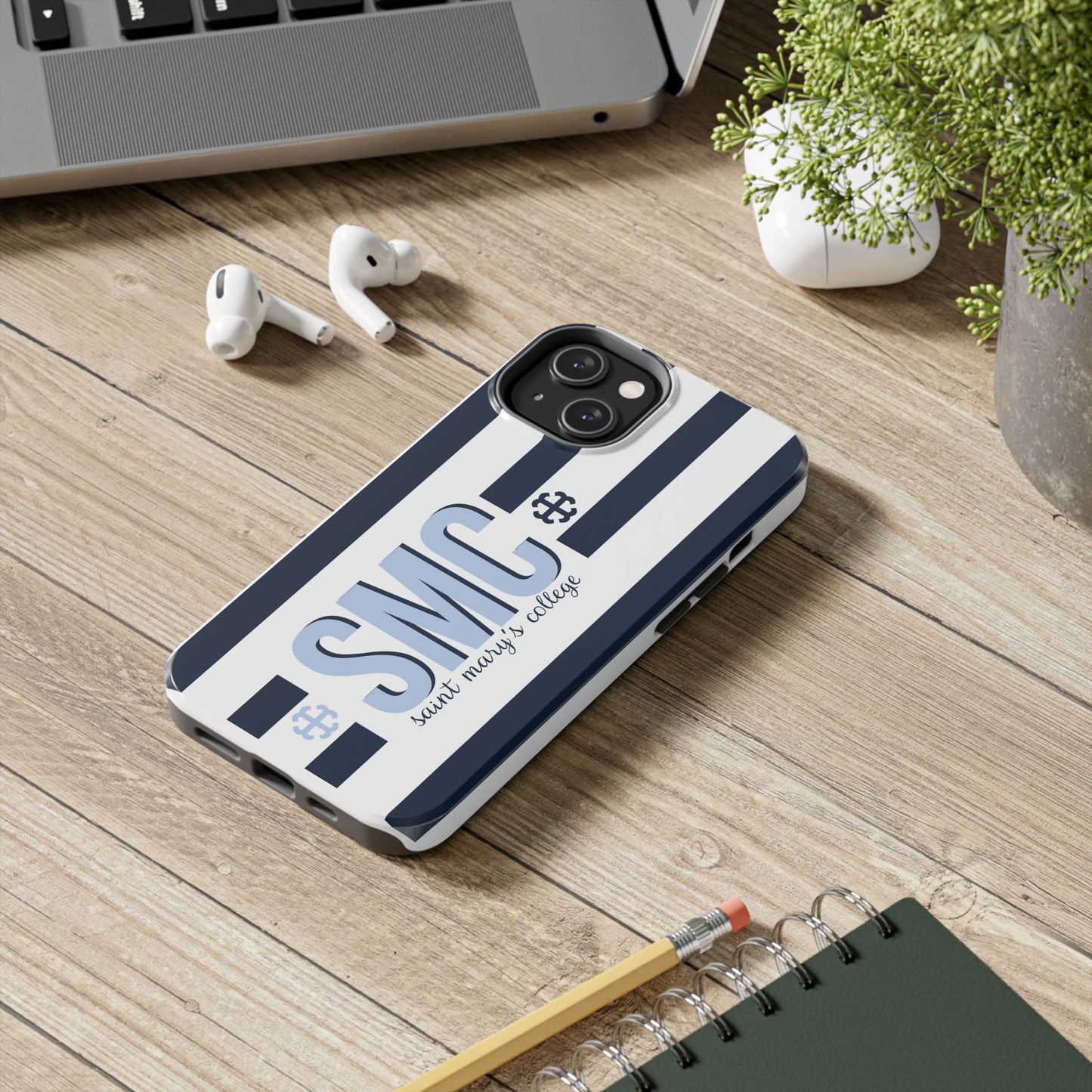 Saint Mary's College Navy Blue Striped Phone Case | French Cross | Better in Blue Co.