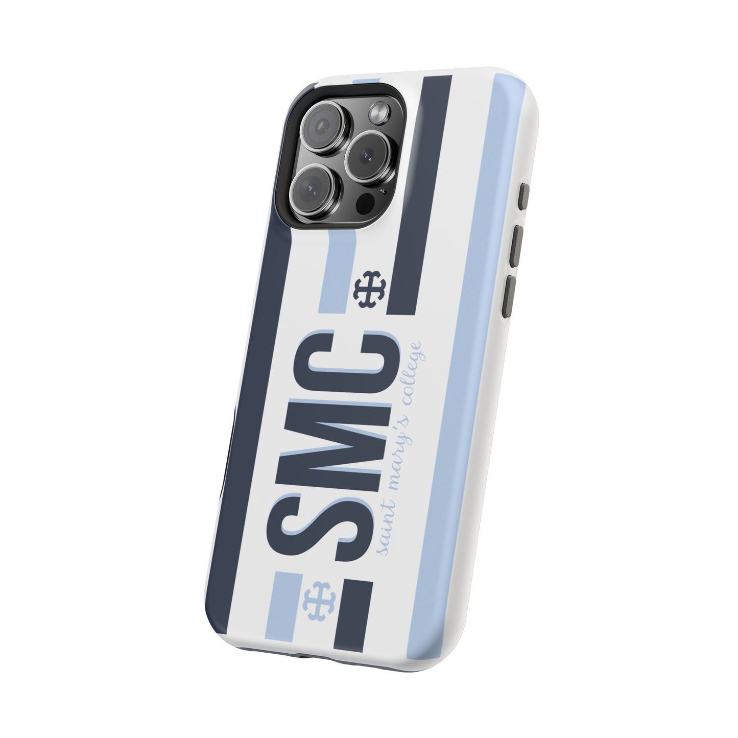 Saint Mary's College Navy/Belles Blue Striped Magnetic Phone Case | French Cross | Better in Blue Co.