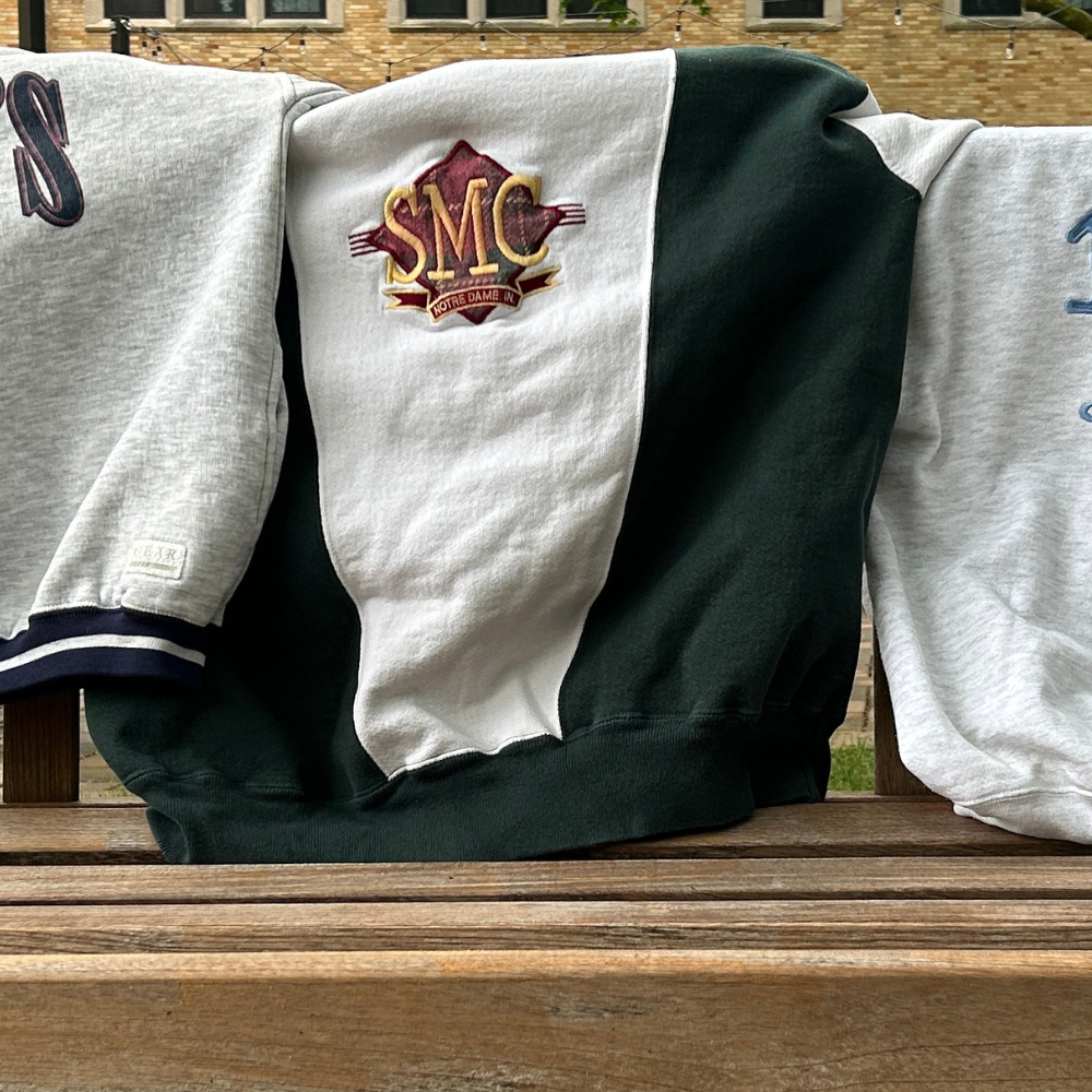 Saint Mary's College Vintage 90s Green White Striped with Red Plaid SMC Hoodie