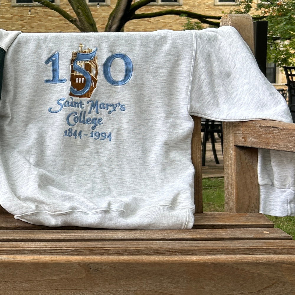 Vintage 90s Saint Mary's College Le Mans Belle Tower Sweatshirt Adult Medium Gray