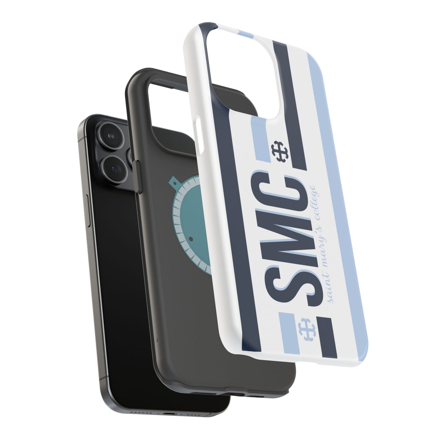 Saint Mary's College Navy/Belles Blue Striped Magnetic Phone Case | French Cross | Better in Blue Co.