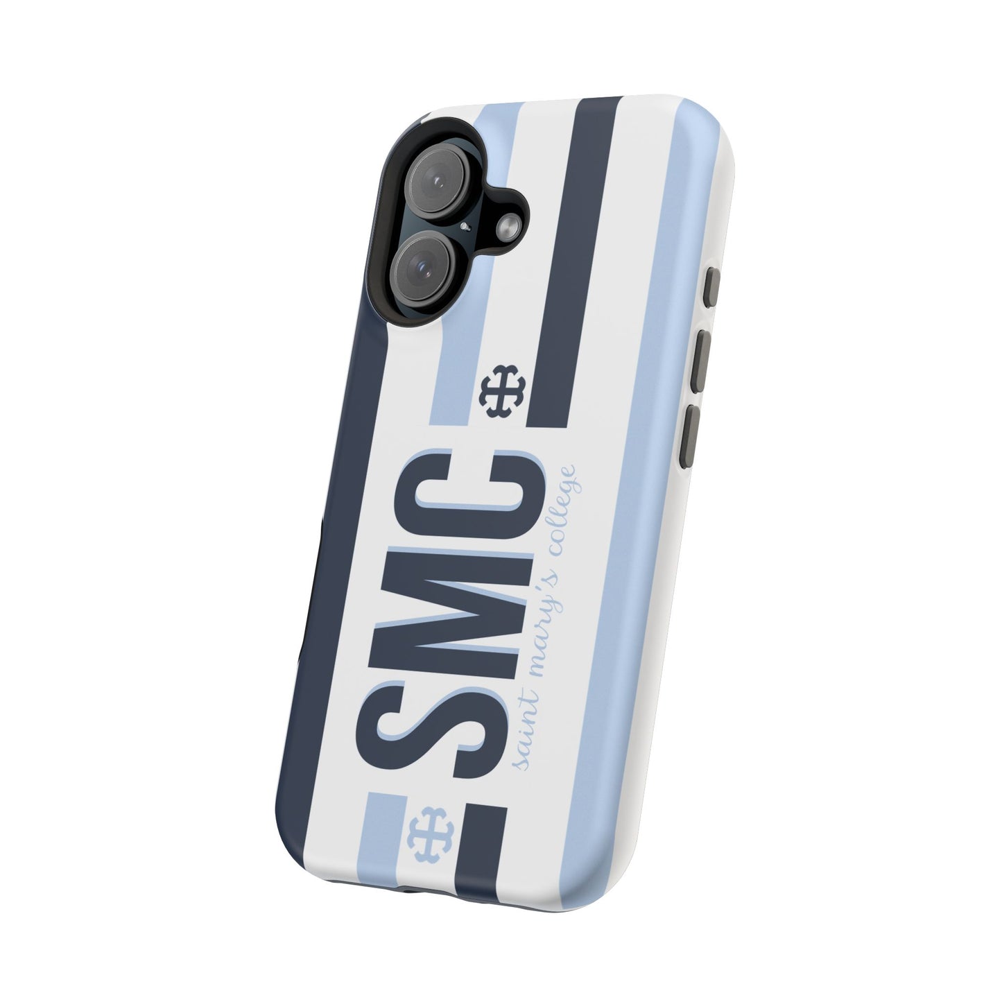 Saint Mary's College Navy/Belles Blue Striped Magnetic Phone Case | French Cross | Better in Blue Co.