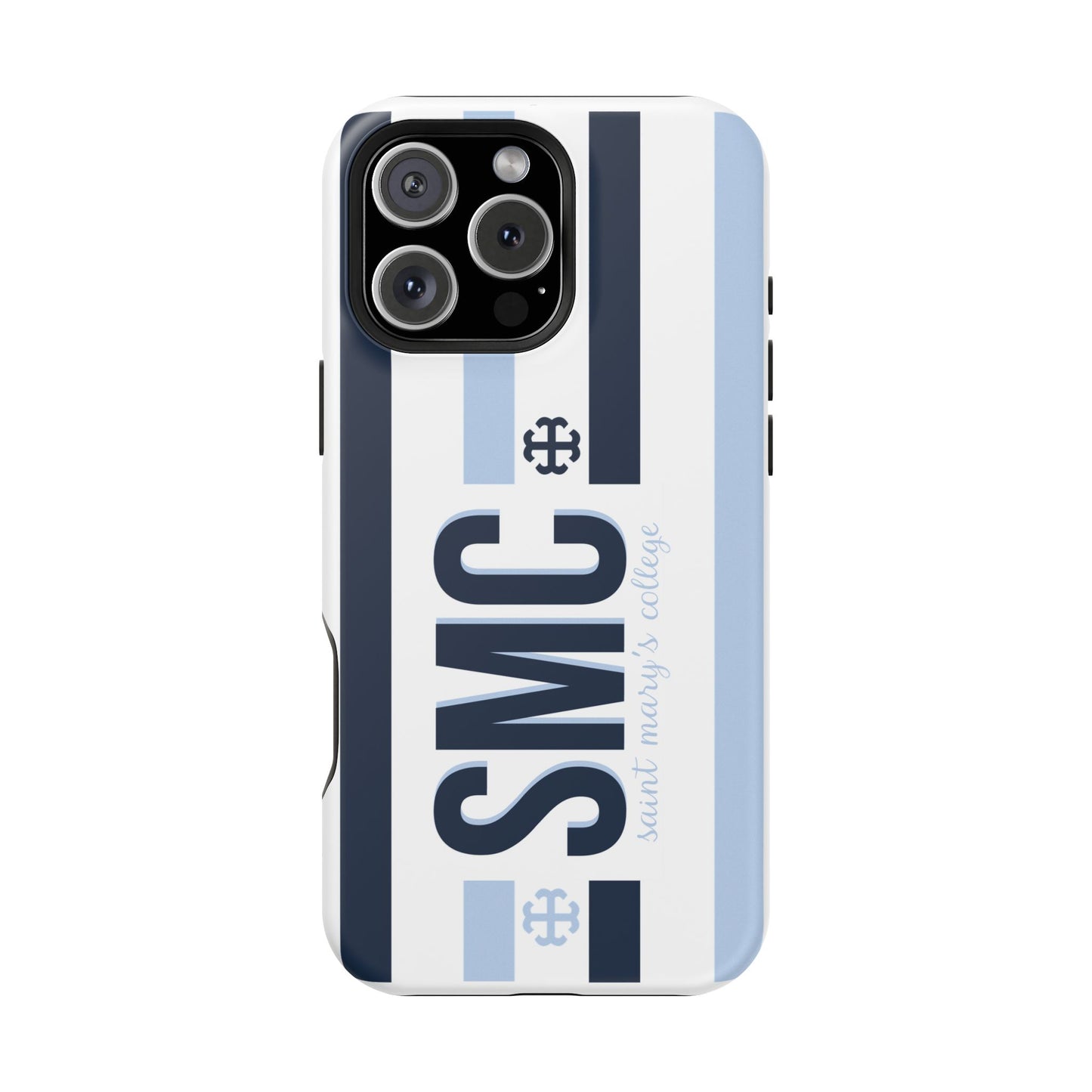 Saint Mary's College Navy/Belles Blue Striped Magnetic Phone Case | French Cross | Better in Blue Co.