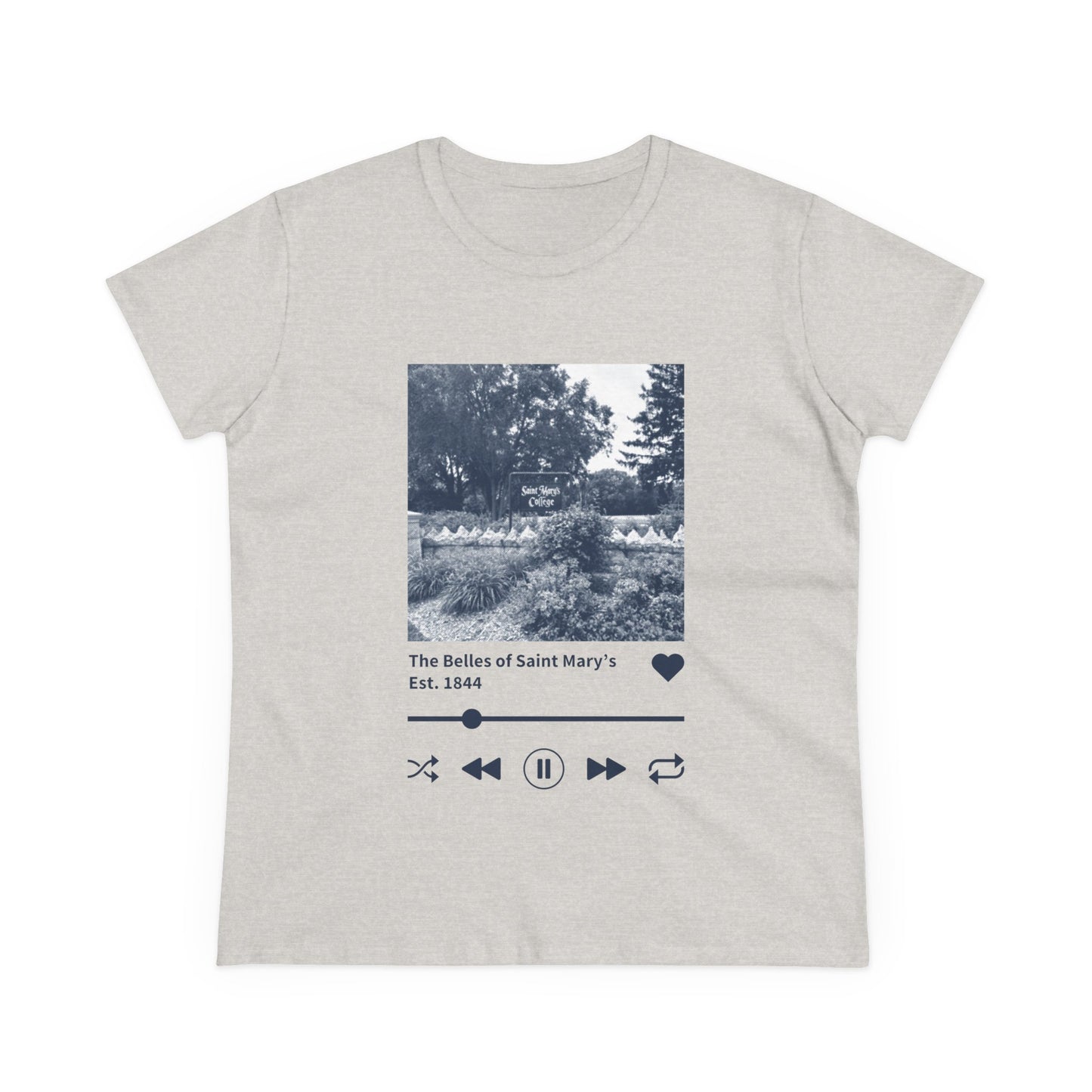 Saint Mary's College "The Belles of Saint Mary's" Music Player Women's Midweight Cotton Tee | Better in Blue Co.