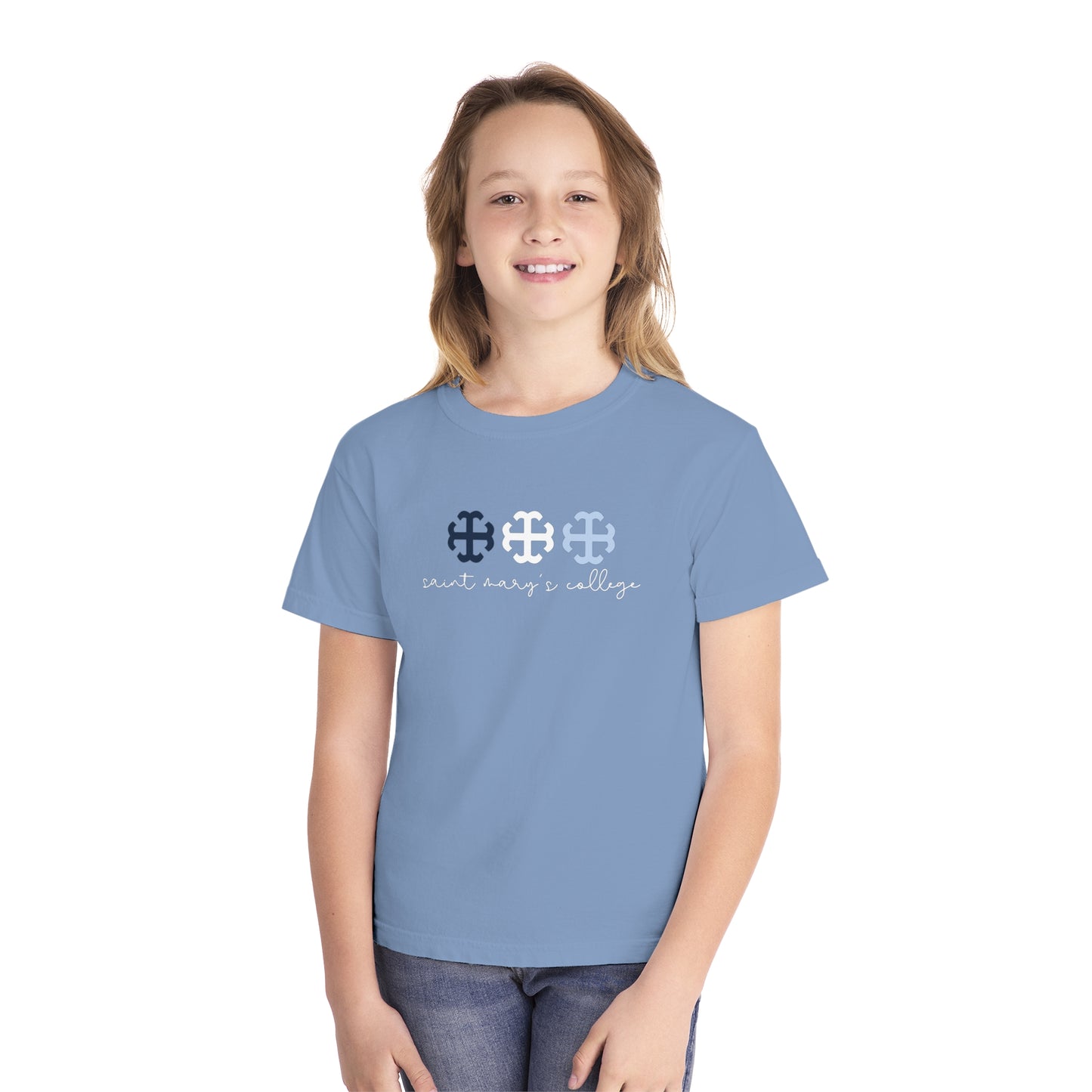 Youth Saint Mary's College French Cross Tee | Belles | Smick | Better in Blue Co.