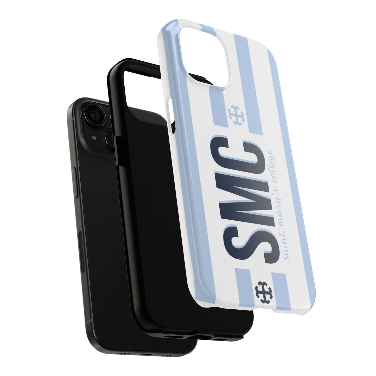 Saint Mary's College Belles Blue Striped Phone Case | French Cross | Better in Blue Co.