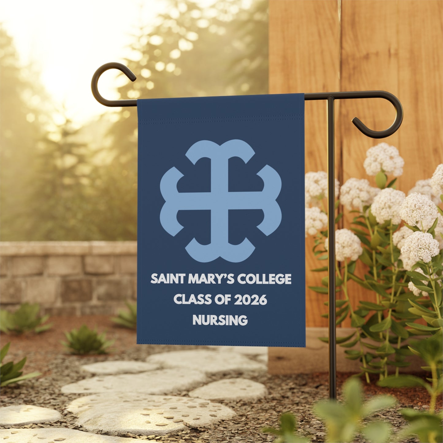 Saint Mary's College Navy/ Belles Blue Nursing Class of 2026 Garden Flag | French Cross | Better in Blue Co.