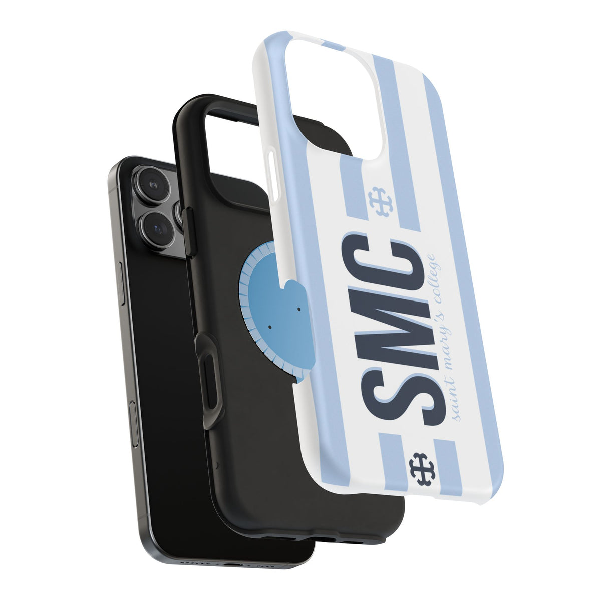 Saint Mary's College Belles Blue Striped Phone Case | French Cross | Better in Blue Co.