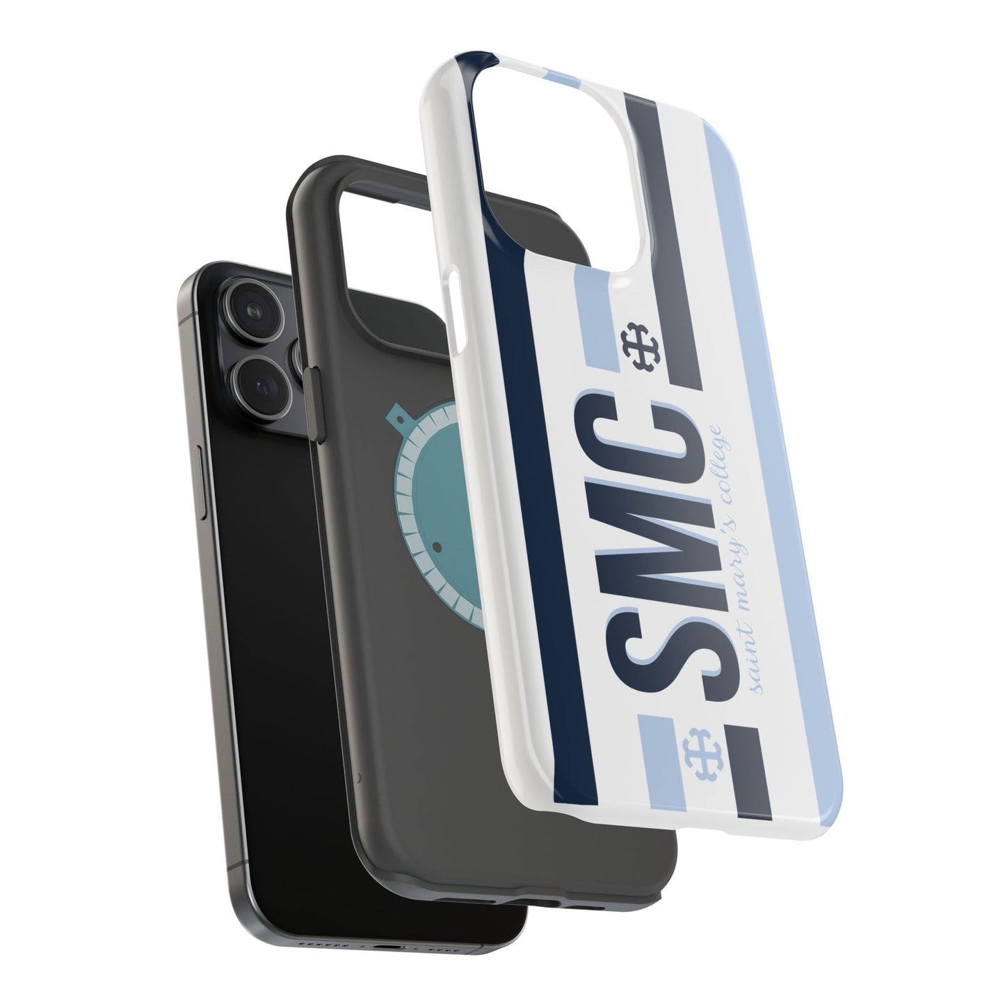 Saint Mary's College Navy/Belles Blue Striped Magnetic Phone Case | French Cross | Better in Blue Co.