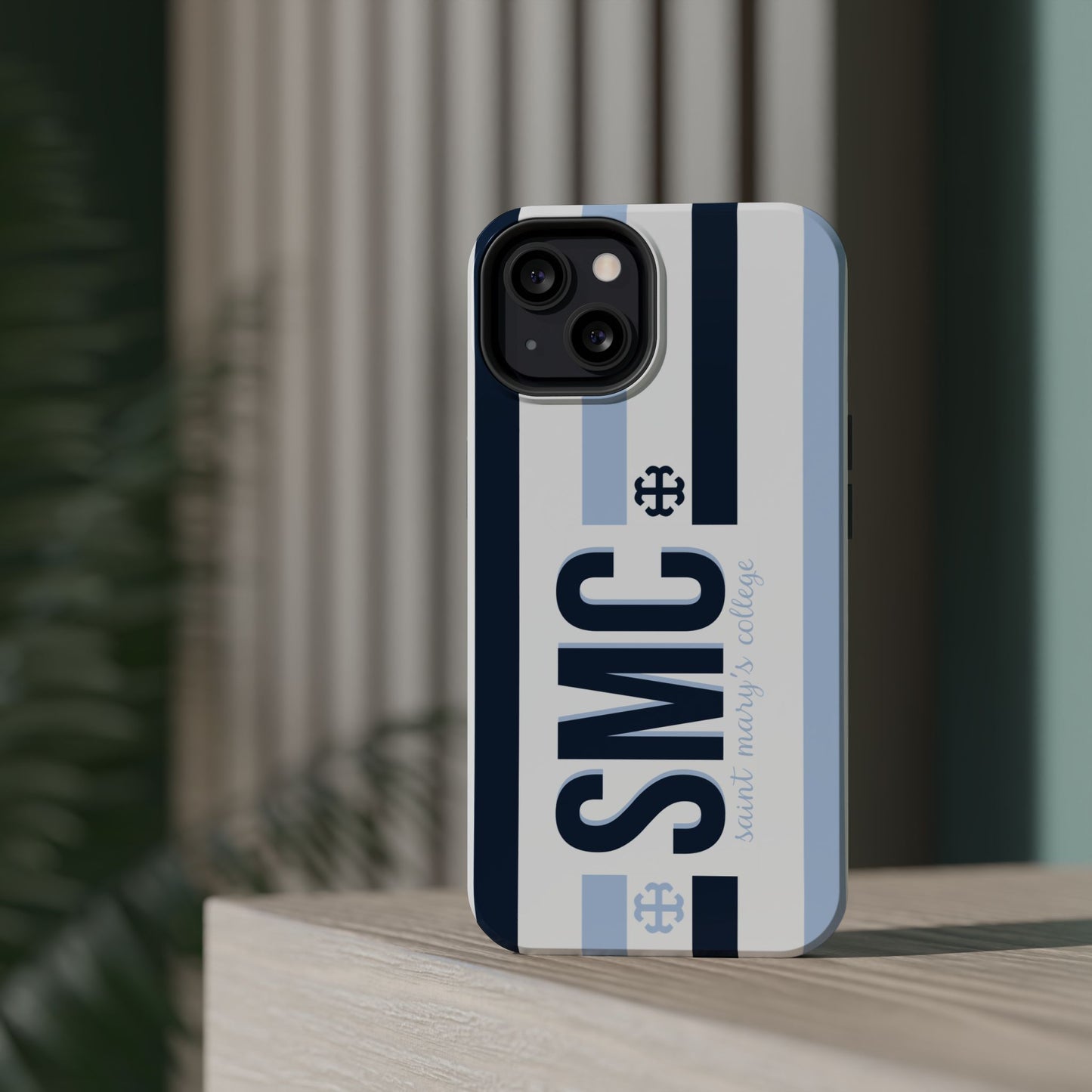 Saint Mary's College Navy/Belles Blue Striped Magnetic Phone Case | French Cross | Better in Blue Co.