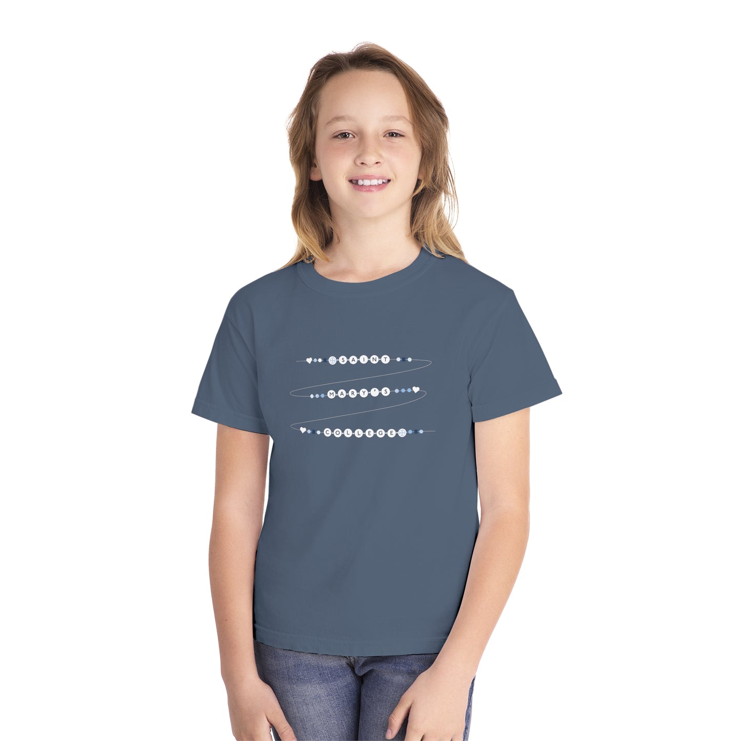 Saint Mary's College Friendship Bracelet Youth Midweight Tee | Belles Blue | Smick | Better in Blue Co.