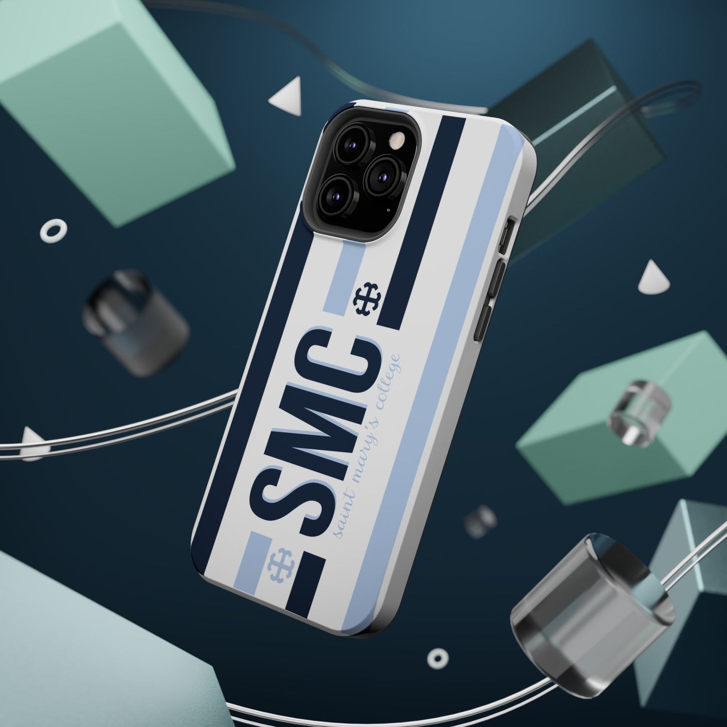 Saint Mary's College Navy/Belles Blue Striped Magnetic Phone Case | French Cross | Better in Blue Co.