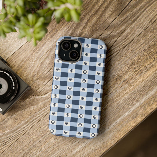 Saint Mary's College Gingham French Cross Magnetic Phone Case | Belles Blue | Better in Blue Co.