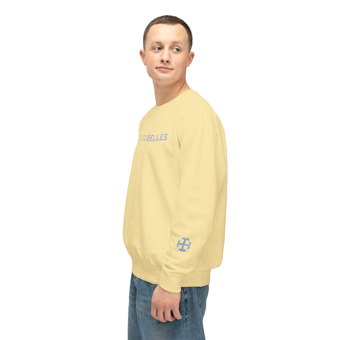 Saint Mary's College "Let's Go Belles" with French Cross Lightweight Crewneck | 1844 | Smick | Better in Blue Co.