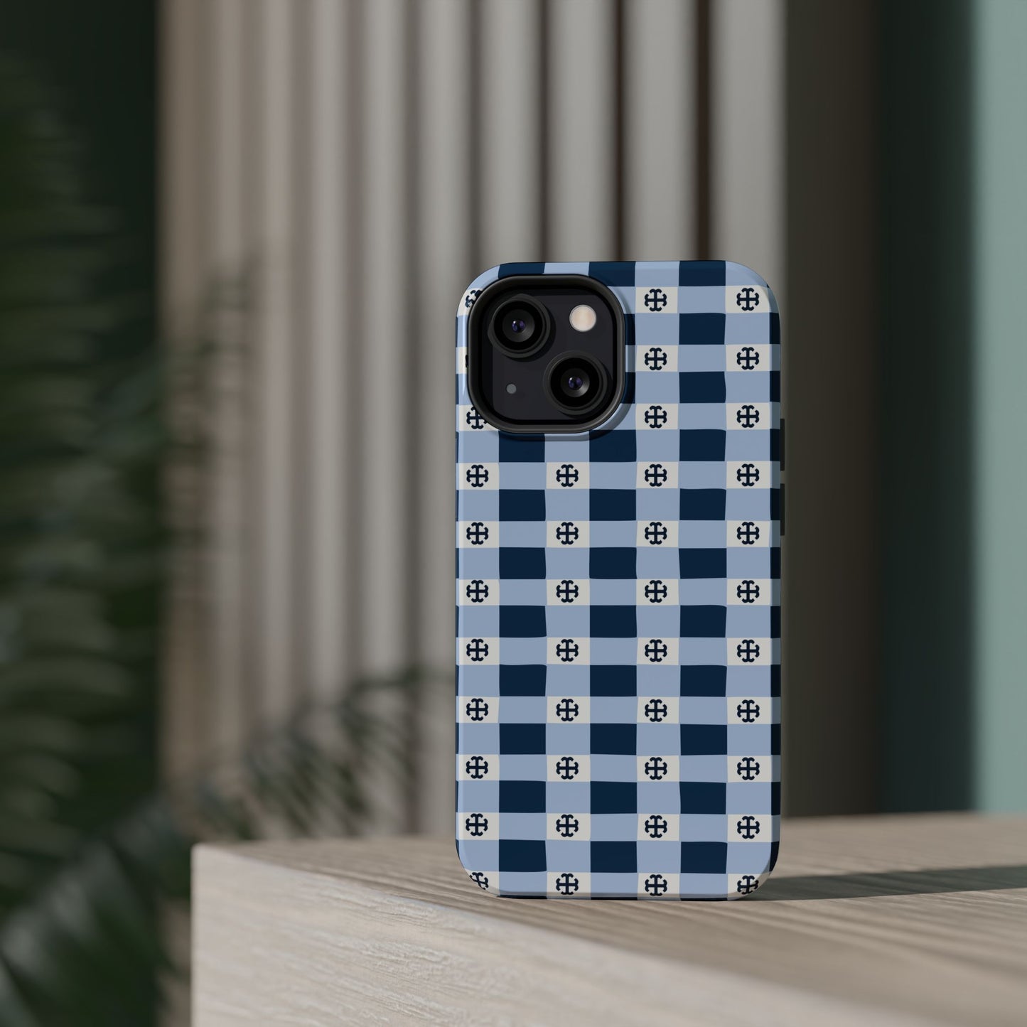 Saint Mary's College Gingham French Cross Magnetic Phone Case | Belles Blue | Better in Blue Co.