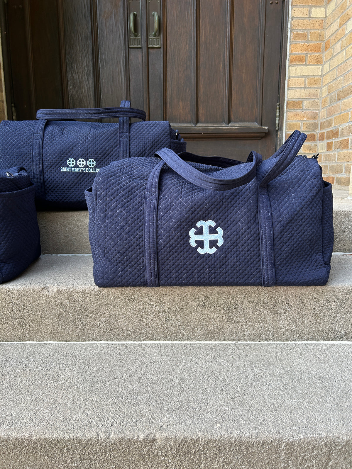 French Cross Embroidered Duffel Bag |Saint Mary's College| Navy Blue | Vera Bradley | Custom | 3 Week Turnaround | Better in Blue Co.