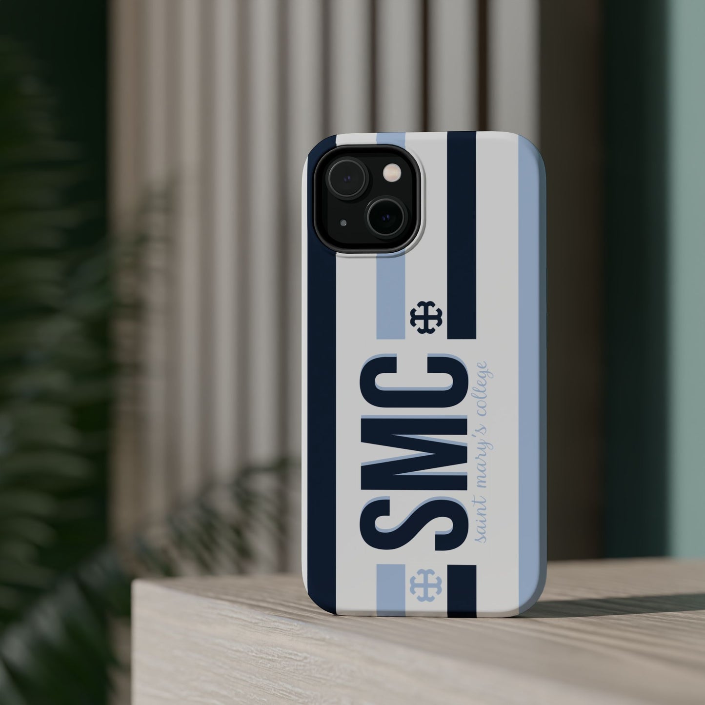 Saint Mary's College Navy/Belles Blue Striped Magnetic Phone Case | French Cross | Better in Blue Co.