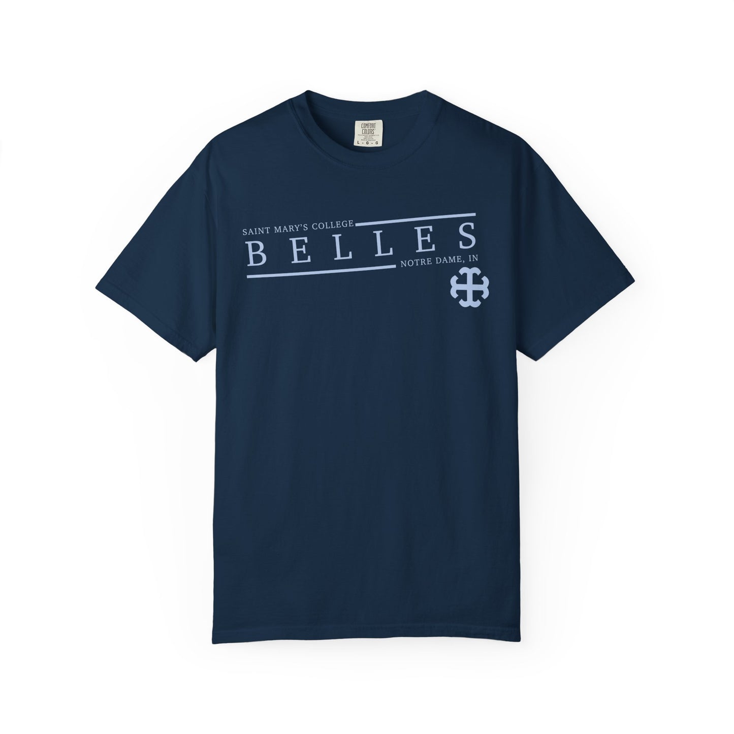 Saint Mary's College Belles Comfort Colors Unisex T-Shirt | French Cross | Notre Dame, IN | Better in Blue Co.