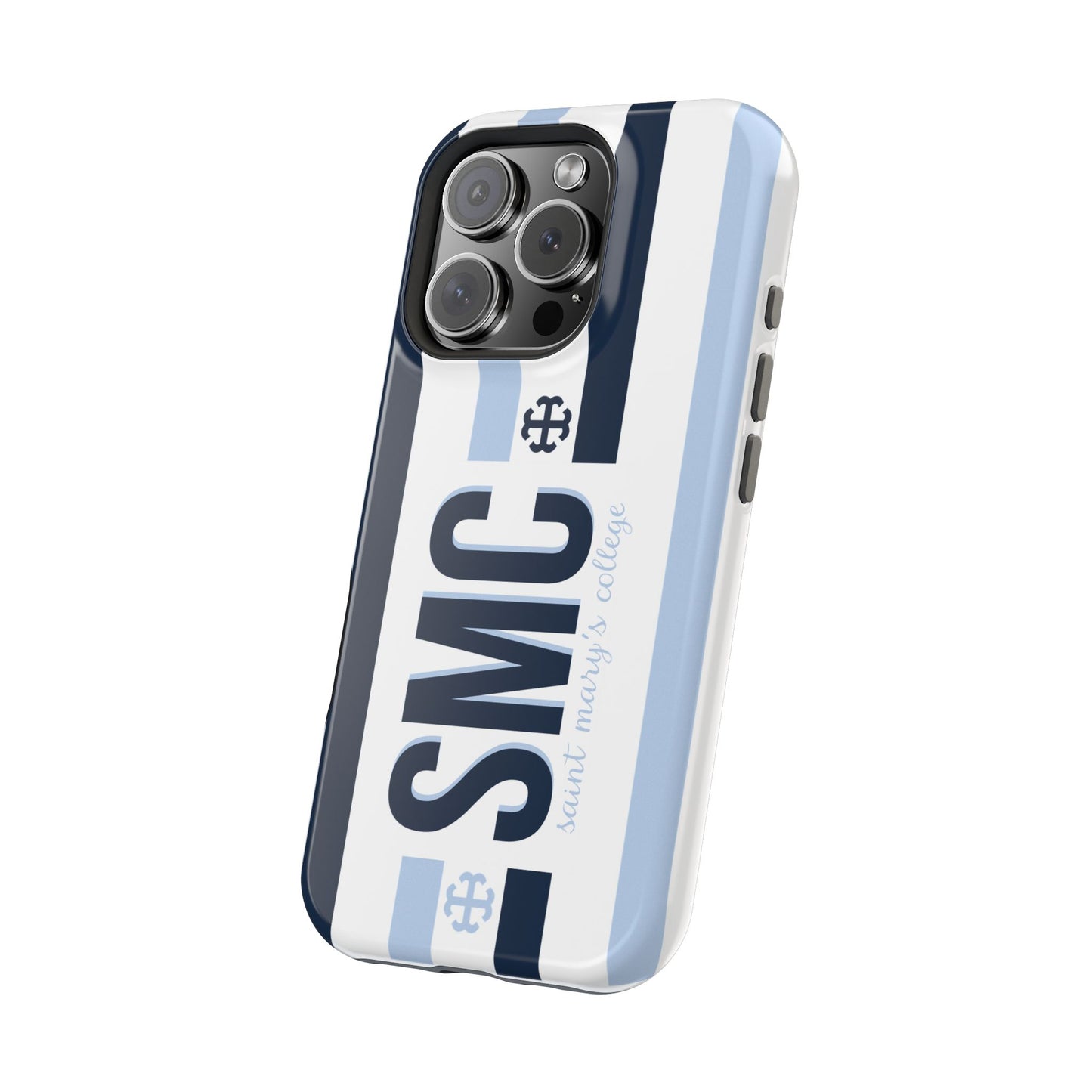 Saint Mary's College Navy/Belles Blue Striped Magnetic Phone Case | French Cross | Better in Blue Co.