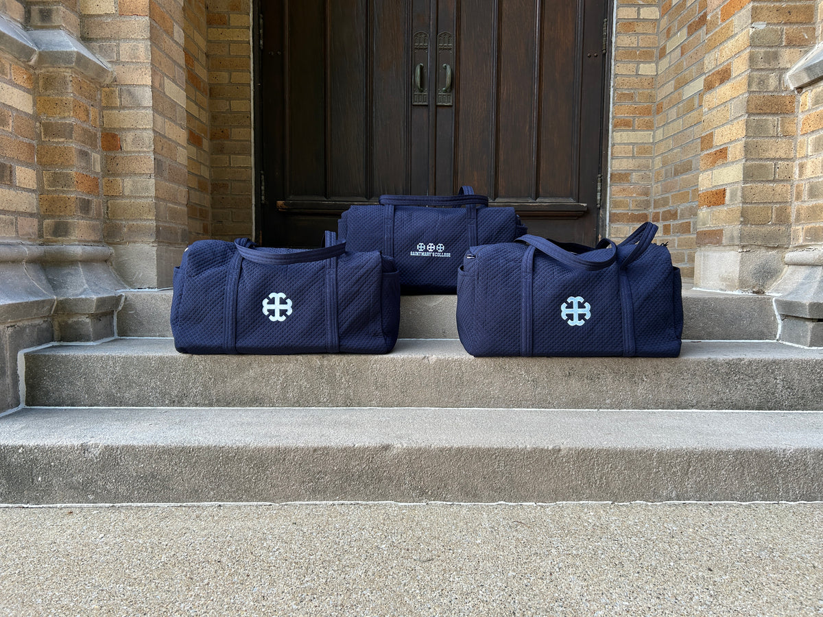 French Cross Embroidered Duffel Bag |Saint Mary's College| Navy Blue | Vera Bradley | Custom | 3 Week Turnaround | Better in Blue Co.