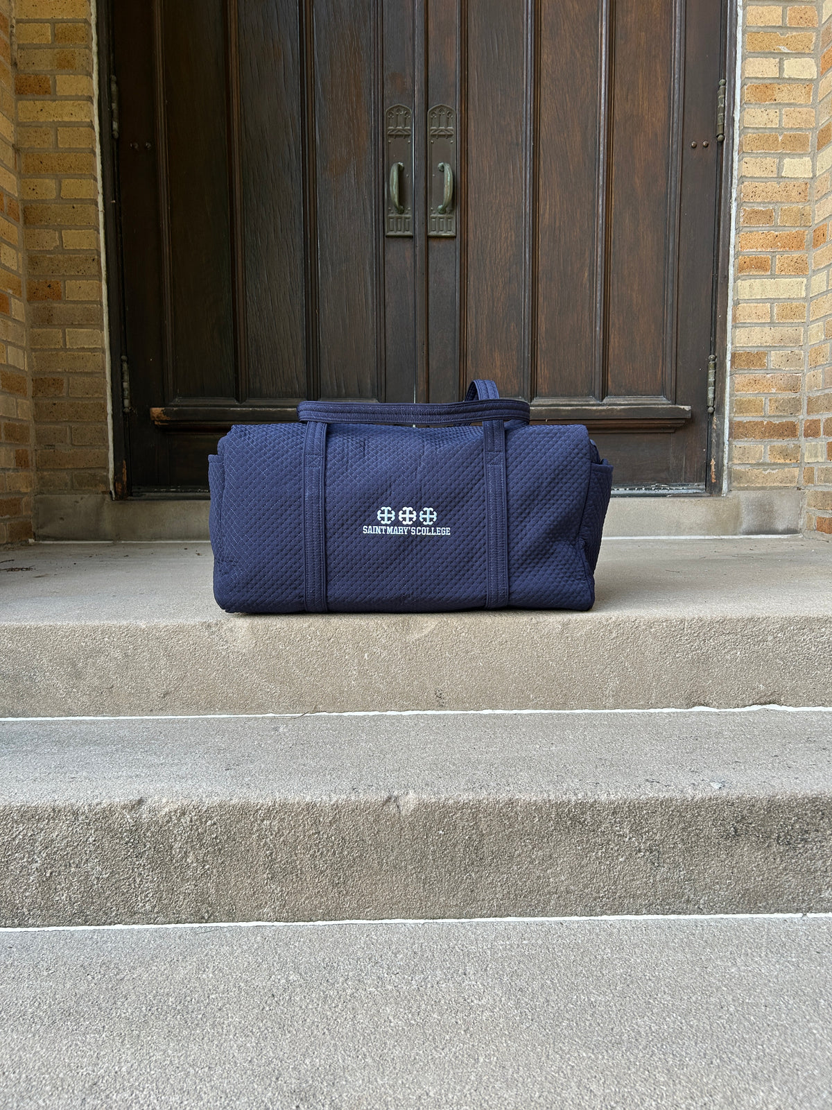 French Cross Embroidered Duffel Bag |Saint Mary's College| Navy Blue | Vera Bradley | Custom | 3 Week Turnaround | Better in Blue Co.