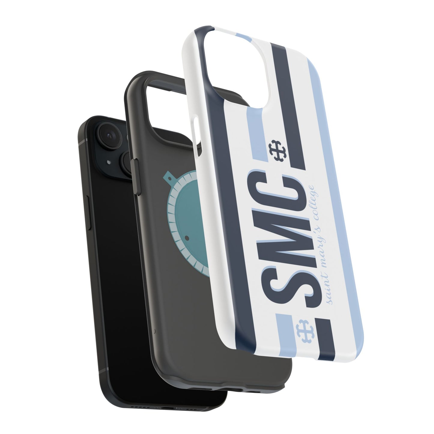 Saint Mary's College Navy/Belles Blue Striped Magnetic Phone Case | French Cross | Better in Blue Co.