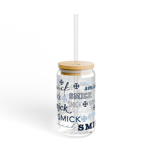 Saint Mary's College "Smick" Glass Tumbler with Straw | Belles | French Cross | Better in Blue Co.