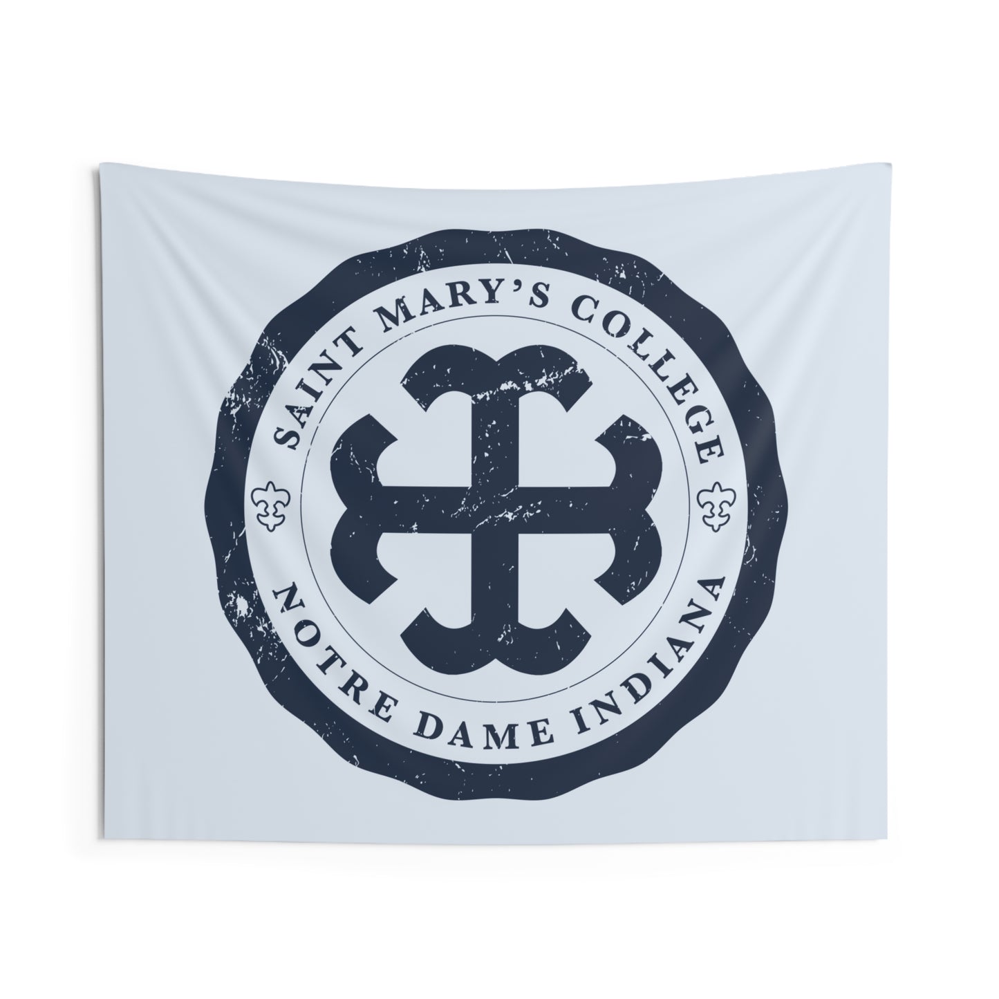 Saint Mary's College Distressed French Cross Seal Tapestry | Better in Blue Co.