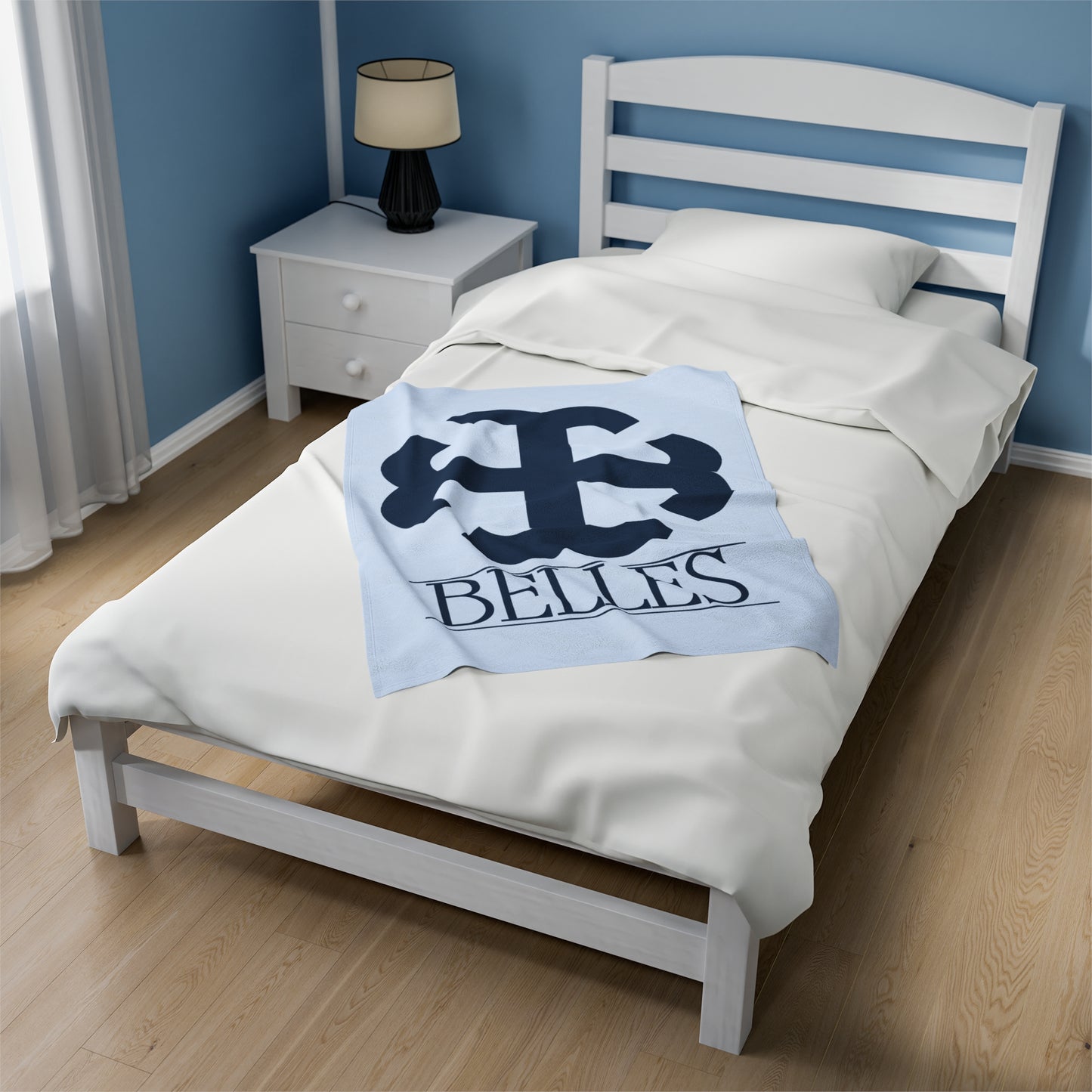 Saint Mary's College French Cross Belles | Velveteen Plush Blanket | Belles Blue | Better in Blue Co.