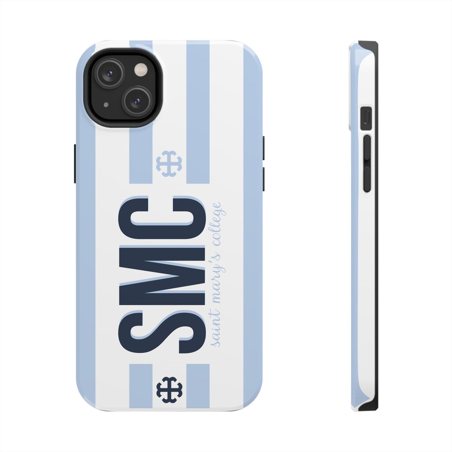 Saint Mary's College Belles Blue Striped Phone Case | French Cross | Better in Blue Co.