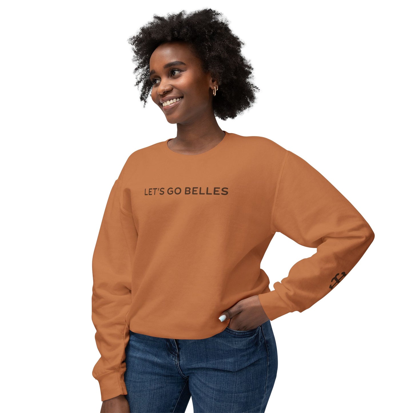 Saint Mary's College "Let's Go Belles" with French Cross Lightweight Crewneck | 1844 | Smick | Better in Blue Co.