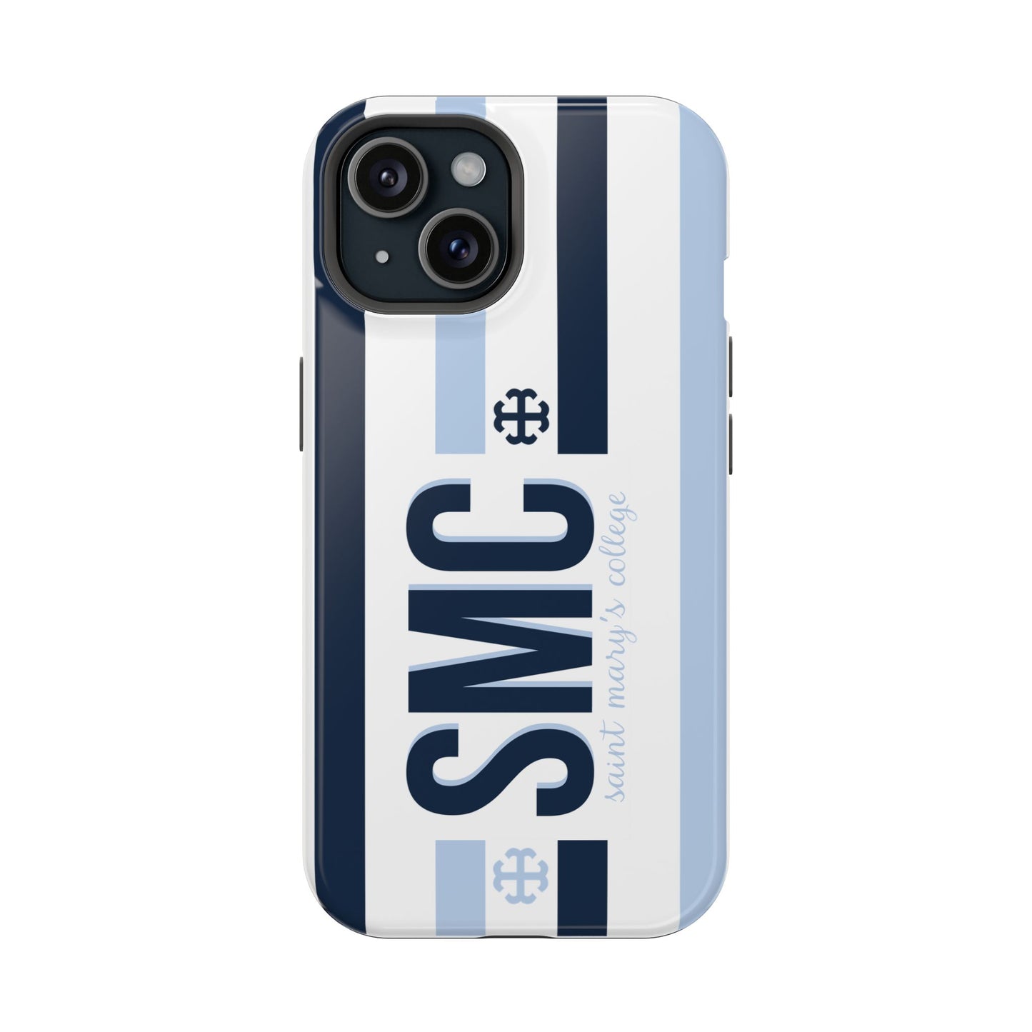 Saint Mary's College Navy/Belles Blue Striped Magnetic Phone Case | French Cross | Better in Blue Co.