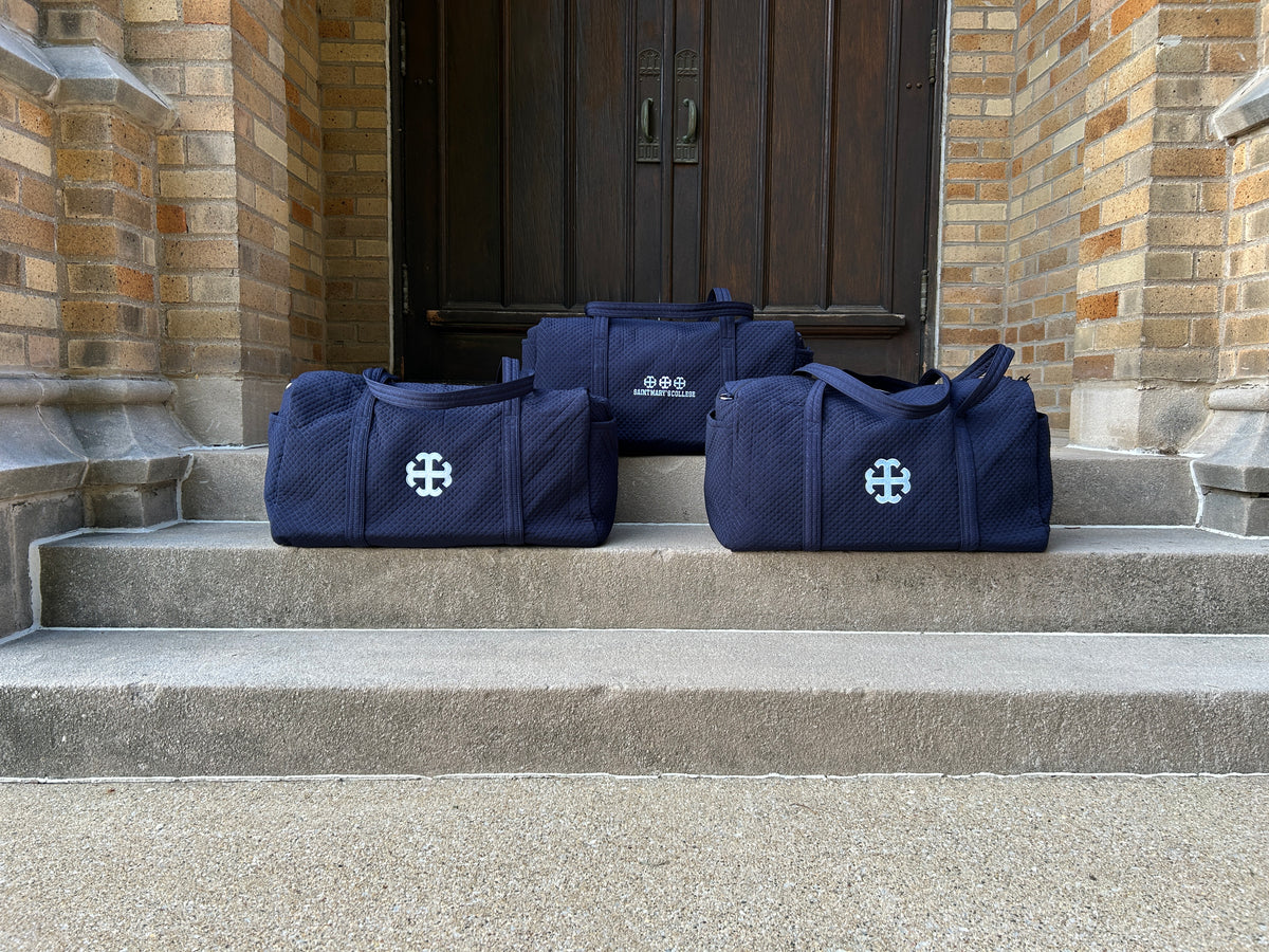French Cross Embroidered Duffel Bag |Saint Mary's College| Navy Blue | Vera Bradley | Custom | 3 Week Turnaround | Better in Blue Co.
