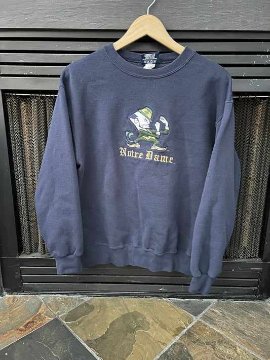 Vintage Notre Dame Navy Sweatshirt Embroidered Medium