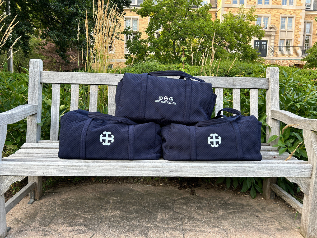 French Cross Embroidered Duffel Bag |Saint Mary's College| Navy Blue | Vera Bradley | Custom | 3 Week Turnaround | Better in Blue Co.