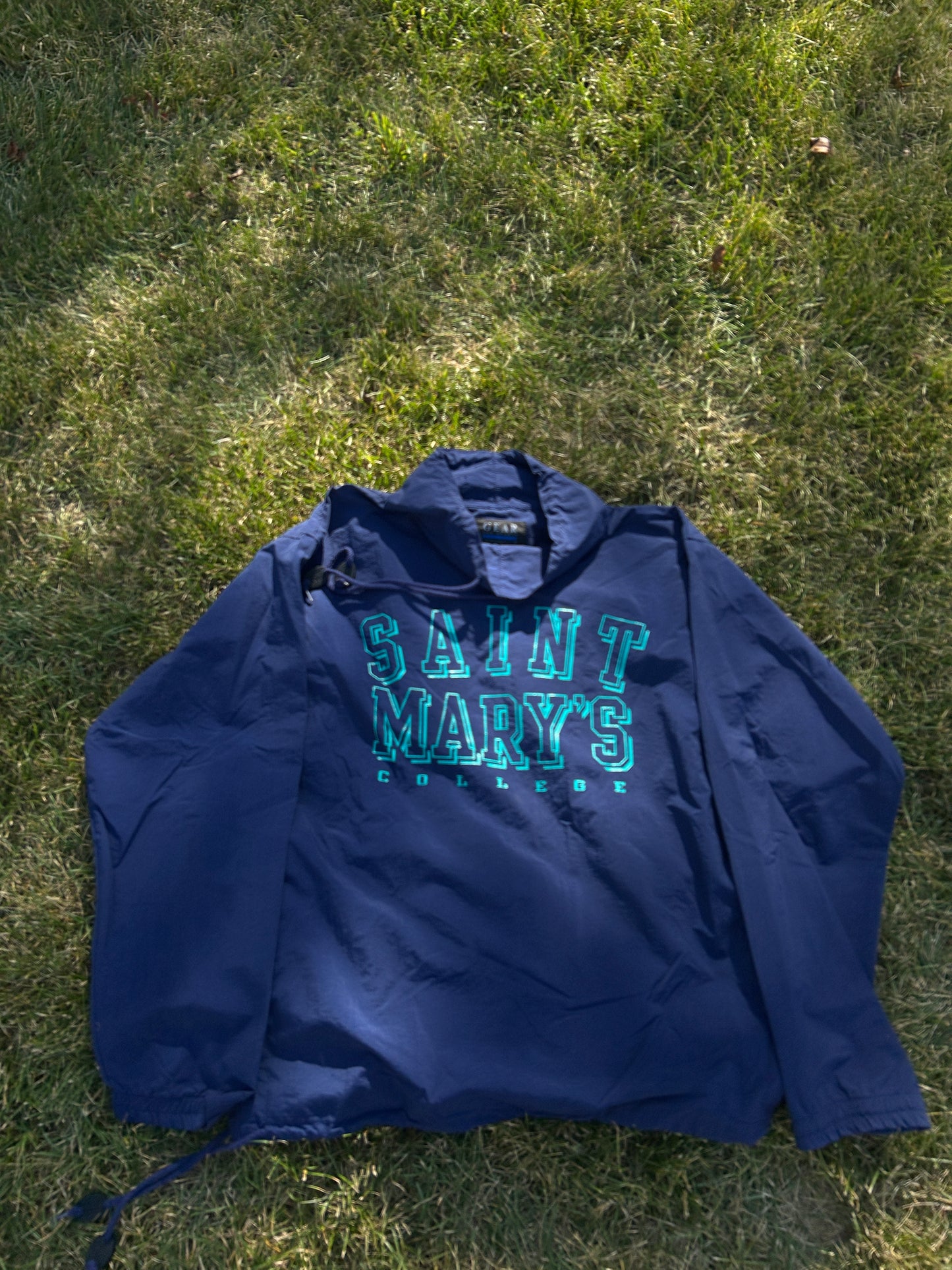 Vintage Saint Mary's College Medium Navy Blue/ Green Windbreaker Medium