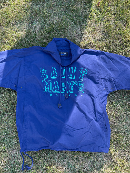 Vintage Saint Mary's College Medium Navy Blue/ Green Windbreaker Medium