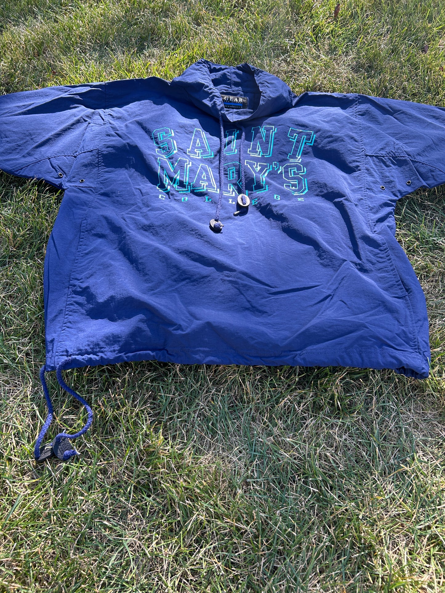 Vintage Saint Mary's College Medium Navy Blue/ Green Windbreaker Medium