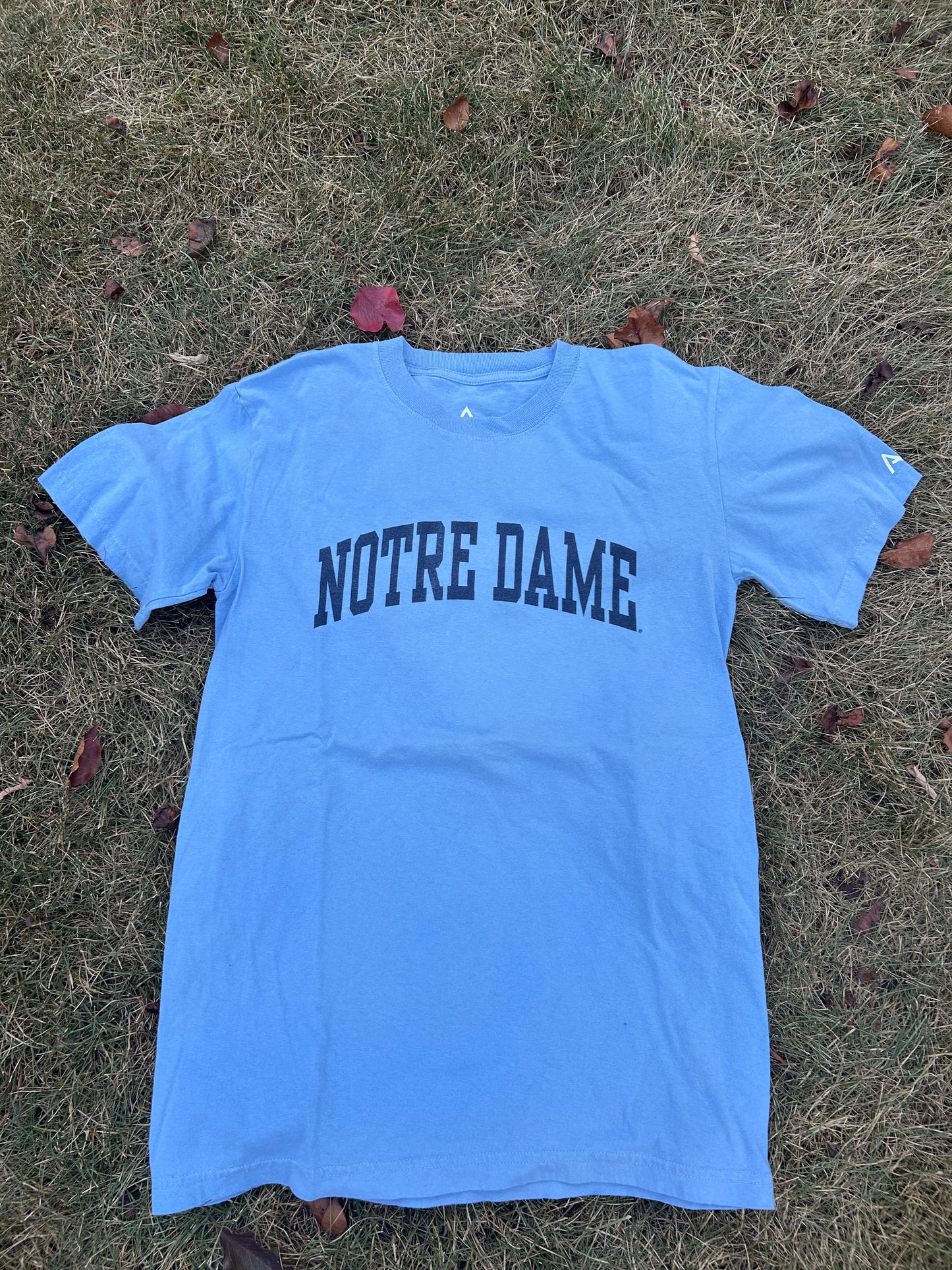 Notre Dame Light Blue with Navy Letter T-Shirt Medium