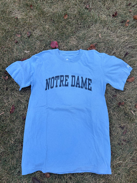 Notre Dame Light Blue with Navy Letter T-Shirt Medium