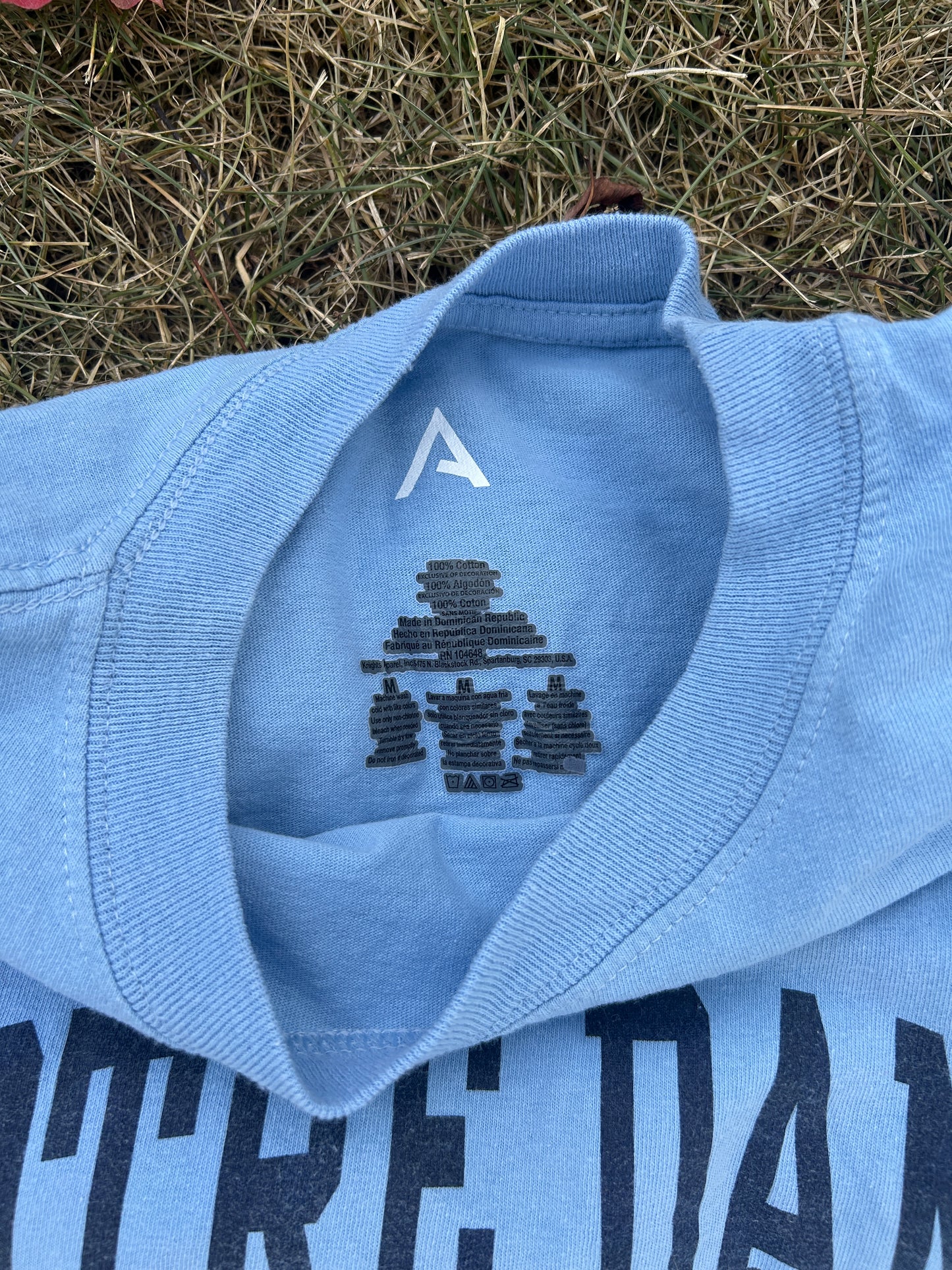 Notre Dame Light Blue with Navy Letter T-Shirt Medium