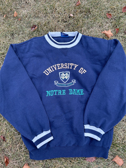 Vintage Notre Dame Navy Blue with Gold and Green Medium