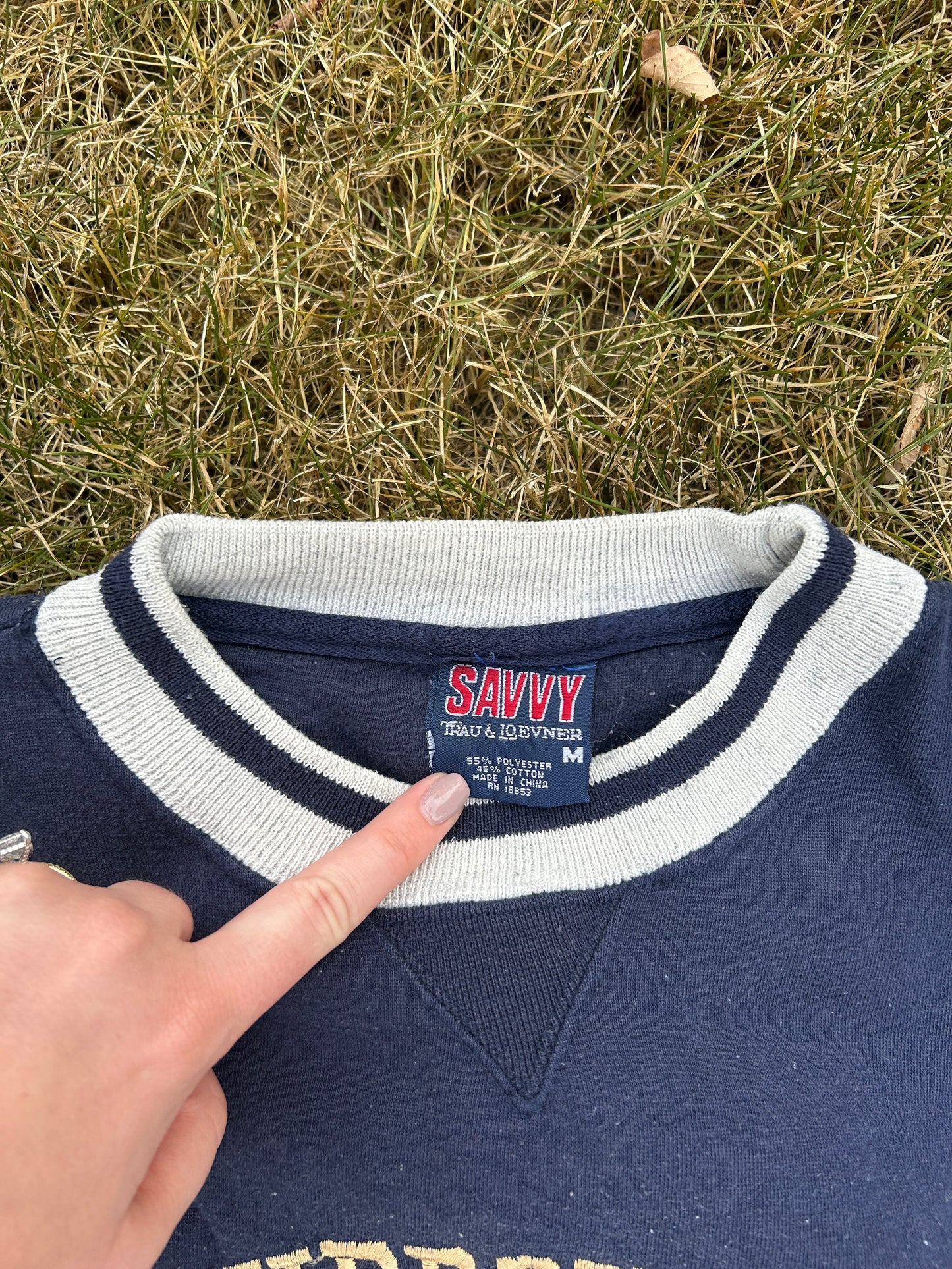 Vintage Notre Dame Navy Blue with Gold and Green Medium