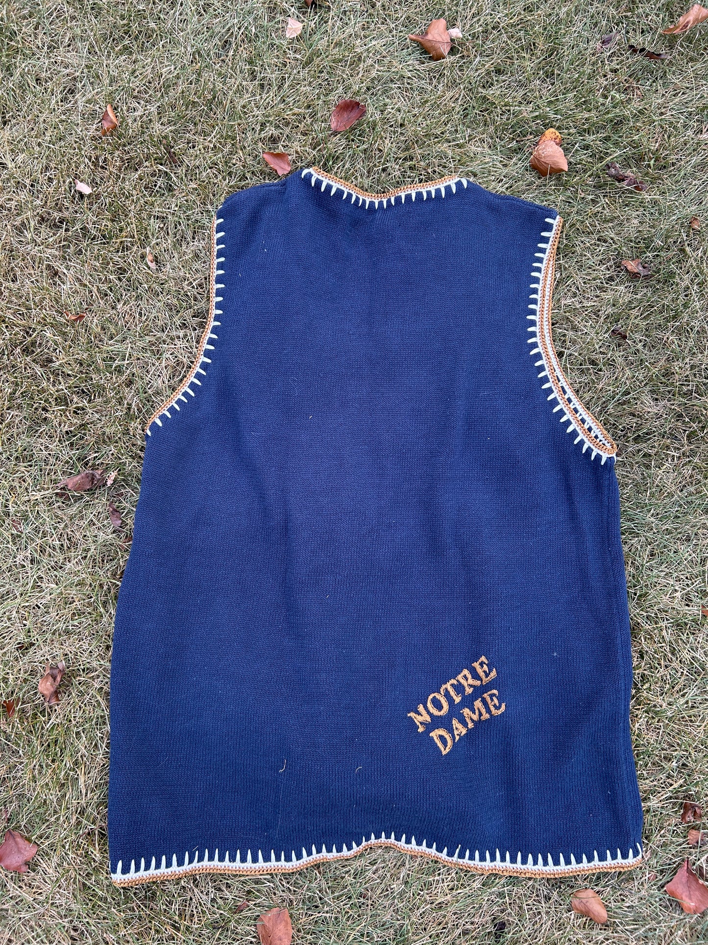 Vintage Notre Dame Sweater Vest Castle Sports Large