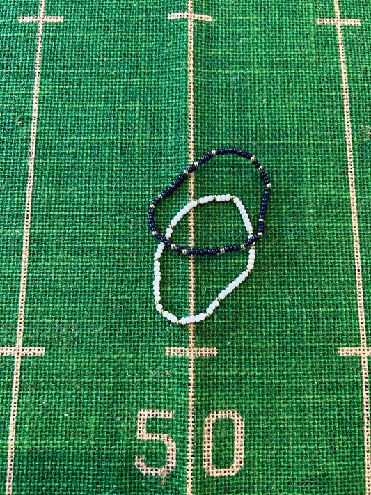 Beaded Game Day Bracelets | White/Gold or Navy/Gold